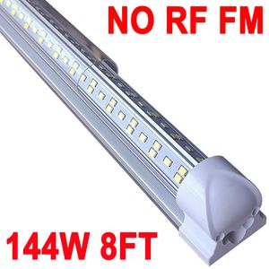 8ft LED-butiksljus fixtur no-rf fm, 8 fot 144w 8 'Garage Light, Plug and Play High Output Mount 96' 'no-RF RM T8 Integrerat LED-rör, länkbara LED-glödlampor Garage Barn Crestech