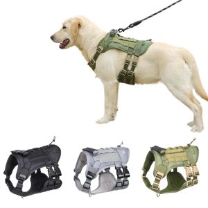 Arnês tático para cães, militar, animal de estimação, pastor alemão k9, colete de treinamento para animais de estimação, conjunto de coleira e coleira para cães médios e grandes