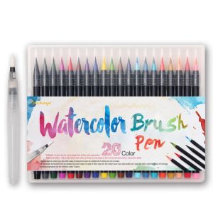 Markers 20 Color Premium Painting Soft Brush Pen Set Watercolor Markers Pen Effect Best For Coloring Books Manga Comic Calligraphy