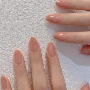 24 pezzi di unghie finte per manicure fai da te, stampa su breve tondo sfumato rosa francese