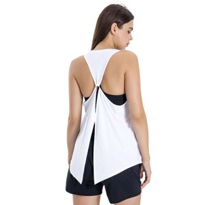 LL-101 дышащее платье для йоги с открытой спиной, топ с разрезом на спине и галстуком-бабочкой, спортивная майка, сексуальная женская повседневная одежда для тренировок в тренажерном зале