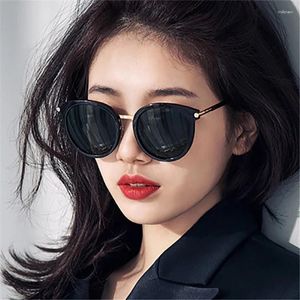 Sonnenbrille Damen Cat Eye Driving Mirror Vintage Reflektierende Flache Linse Damen Runde Sonnenbrille Weiblich UV400