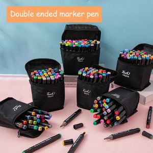 Markers 60 Colores DoubleEnded Art Sketch Marker Drawing Set Art School Supplies Children's Oily Watercolor Pen School Gift Stationery