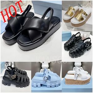 Fashion Women'S Sandals Summer Beach Shoes Classic Leather Soft Slippers Roman Designer Foam Rubber Sandals Metal Slide Wheel Bottom Hollow Buckle Sandals