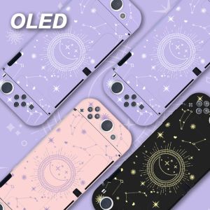 Casos Magic Moon Star Space Pink Funda Nintendo Switch OLED Capa Protetora Soft TPU Capa JoyCon Controller Jogos Acessórios de Habitação