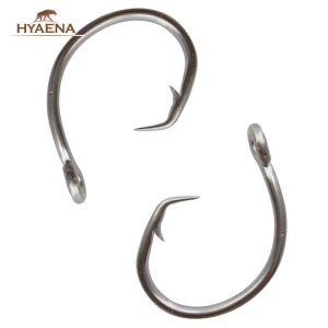 Fishhooks hyaena 100pcs 39960ステンレス鋼釣りフックビッグゲームフィッシュマグロサークルベイトフィッシュフックサイズ8/015/0