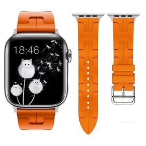 Designer Easy Byt ut silikonband H Alloy Buckle Straps For Apple Watch Series 1 2 3 4 5 6 7 8 9 Ultra SE Ultra2 384041mmm 424445mm 49mm Designerh67h67h