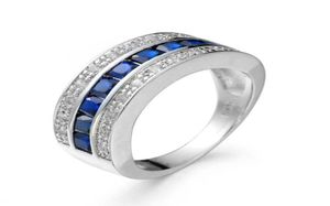 Bröllopsringar Klassiska kvinnor Blue Red Cubic Zircon Engagement Ring Anniversary Party Bijoux Gift for Woman Jewelry Anillos Mujer9903036