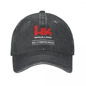 Ball Caps Ateşli Silah HK Beyzbol Beyaz Baskı Takmaşık Yıkalı Heckler Koch Snapback Cap Erkek Dış Mekan Etkinlikleri Ayarlanabilir Fit Şapkalar