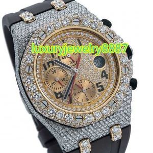 Hot Sale Custom Luxury Bling Hip Hop Natural Lab Grown Diamond Watches Män Iced Out Watches Silver Gold Watch Manufacturer Shop