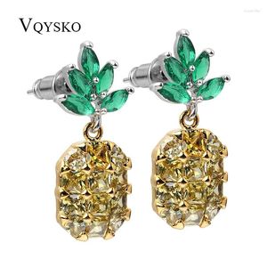 Stud Earrings Summer Fashion Yellow CZ Crystal Pineapple Earring Sweet For Women Girl Gift Hypoallergenic Wedding Jewelry