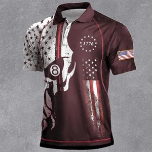 Men's Polos Independence Day Polo Shirts Casual Male Lapel Oversized Man Summer Tees Clothing Print National Flag Short Sleeve