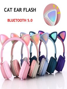 Sevimli Kedi Kulakları Kulaklık Kablosuz Bluetooth 50 Kafa Bandı Oyunu Renkli LED Işık Kulaklık Güzellik Hifi Stereo Müzik Kulaklıkları Grils 2195625