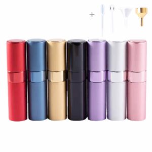 Flaska 5st 8 ml resestorlek parfym atomizer container kosmetisk mini aluminium spray tom flaska bärbar påfyllningsbar flaska