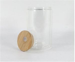Bicchieri a doppia parete con sublimazione da 16 once 25 once con coperchi in bambù Snow Globe Pressa di calore Bottiglie d'acqua in lattina di birra in vetro5015910