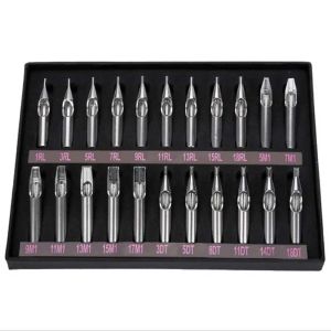 BLADE 22 PCS Återanvändbart munstycksrör Nålar Tatuering Hinetattoo Tips Set Set rostfritt stål kit heta försäljning från oss gratis frakt xnc