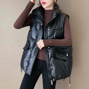 Waistcoats 2023 New Women's Down Vest Jacket Autumn Winter Short White Duck Down Vest Outwear Female Thin Tune Sleeveless Waistcoat