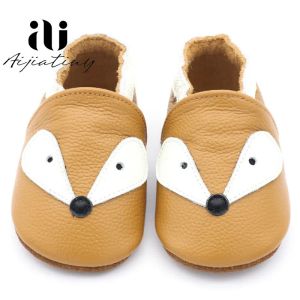 Utomhus 2020 Ny Skidproof Fox Style äkta läder Baby Boys Girls Spädbarn Toddler Moccasins Slippers mjuka botten First Walkers