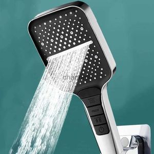 Bathroom Shower Heads New Head Rainfall One Key Stop Water Saving 7 modes Adjustable High Pressure Button Silicone Outlet Accessary YQ240228