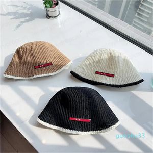 Moda palha chapéu designer balde chapéus para mulher praia viagem sunhat verão respirável boné 3 cores