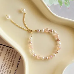 Bağlantı bilezikler bilezik orijinalliği doğal barok tatlı su inci altın renk bayanlar kadınlar için mücevherler doğum günü hediyesi satmak