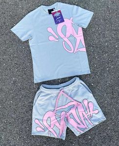 Designer Tracksuit Men Y2K 2 Piece Set Mens Streetwear Hip Hop Letter Graphics Print Oversized Short Sleeves Tshirt Shorts