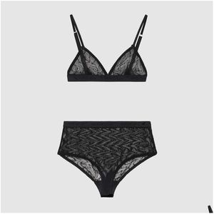 Outros Home Têxtil Luxo G Carta Malha Underwear Home Têxtil Y Womens Respirável Underclothes Elegante Lingerie Designer Lace Bra Set Dhlvs