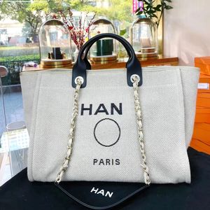 Designer large deauville tote Beach Bags Luxury handbag purse Shop travel Shoulder CC Bag Women's mens pearl gold chain bag duffle fashion crossbody summer clutch bag