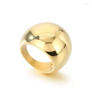 Wedding Rings Luxury Women's Smooth Ring Stainless Steel Engagement Gift Gold Silver Color