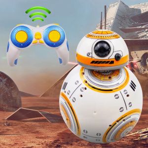 Bilar Intelligent RC Robots Remote Control 2.4G Action Figur Droid Ball With Sound RC Robot Car Electric Model Toys Gift for Children