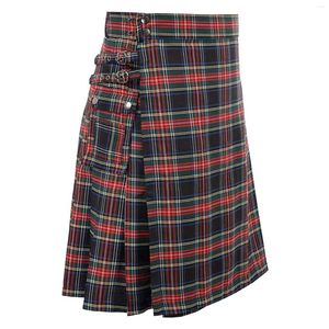 Erkek Şort Erkekler Gotik Etek Vintage Punk Kendo İskoçya Kilt Moda Cep Etekler Sıradan Giyim İskoç Sonbahar Sokak Giyim