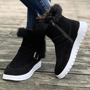 Boots 2024 High Quality Shoes For Women Basic Zip Winter Casual Classics Concise Round Toe Solid Color Fashion Plush Women's