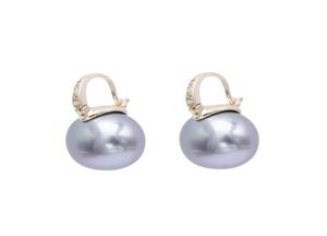 2020 Koreansk märke Luxury White Grey Pearl Ear Clip Temperament Women Sparkling Zircon 18K Gold Plated High Quality Earring Jew8791036