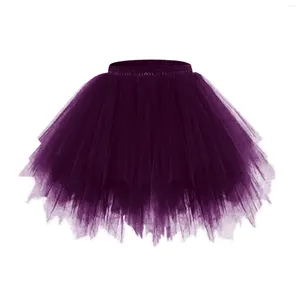 Skirts Candy Color Multicolor Tulle Skirt Elegant Pleated Tutu Womens Vintage Lolita Petticoat Faldas Mujer Saia Jupe