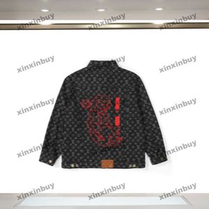 Xinxinbuy 2024 MĘŻCZYZNY KURTA PROJEKTOWANA LITA Kobiet Haft 1854 JENIM JACKI Kobiety z długim rękawem Czarny niebieski zielony M-3XL