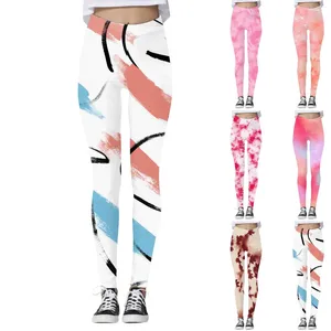 Women's Pants Casual Fashion Outdoor Holiday Gradient Plaid Print Slim Fit Elastic Yoga For Nine Minutes Ropa De Mujer