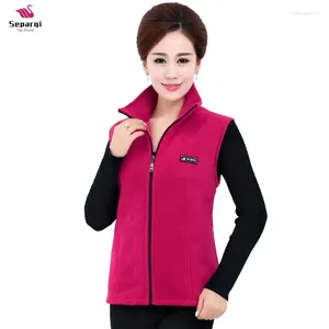 Kvinnors västar Separqi 2024 Spring Autumn Waistcoat Kvinnlig överdimensionerad 4xl Polar Fleece Mama Vest Lady Women Tops