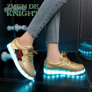 Größe 2742 Kinder-USB-Leucht-Turnschuhe für Mädchen leuchtende Turnschuhe Krasovki mit Hintergrundbeleuchtung Jungen-Damen-Schuhe mit Licht-LED-Schuhen