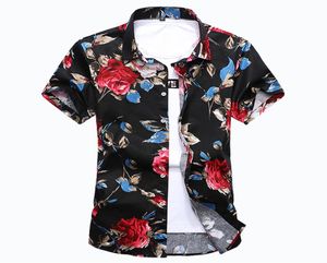 Novo men039s flor de cetim manga curta homem gordo camisa ao ar livre m7xl8027145