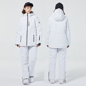 -30 cor pura terno de esqui para mulheres à prova de vento impermeável snowboard jaqueta conjuntos de inverno trajes de neve jaqueta de esqui + cinta calça de neve 220121