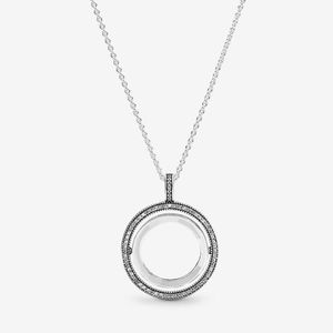 Ny ankomst 100% 925 Sterling Silver Reversible Circle Necklace Fashion Jewelry Making for Women Gifts 288n