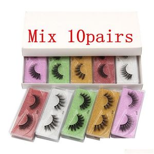 Andra hälsoskönhetsartiklar 3D Mink Eyelash Wholesale Lashes falska ögonfransar i BK -fall med Mticolor Bas Card Coloris Makeup Eye La Dhnmw