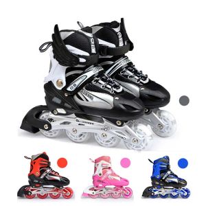 Shoes Adjustable Size Inline Skates Shoes For Kids Boy Girl PU Flashing 4 Wheels Roller Skates Children Roller Skating Sneakers Boots