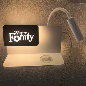 Lampa ścienna USB Telefon komórkowy bezprzewodowe LED Bedside Proste tła salon sypialnia