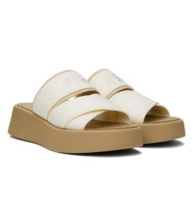 Lätt att bära kvinnor Mila Sandals Shoes Fabric Criss-Crossing Straps Mule Chunky Sole Slip On Beach Slide Flat Comfort Daily Footwear EU35-42
