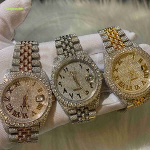 العلامة التجارية الجديدة 2023 Iced Out Gold Silver Silver Original Hip Hop Men Moissanite Diamond Wrist Watch