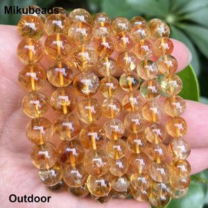 Loose Gemstones Wholesale Natural 8-8.5mm AA Citrine Quartz Smooth Round Beads For Making Jewelry Bracelet Necklace DIY