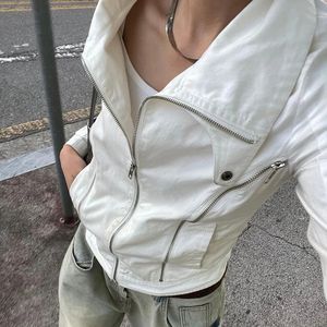 fufucaillm women zip upジャケットターンダウン襟長袖コートゴストップ秋の秋のアウトウェアパンクスタイルy2k服ストリート240226