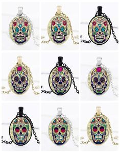 Charms Glass Dome Skull Statement Necklace Jewelry Sugar Skull Chain Choker Womenmen Handgjorda halsband Pendants Christmas Gift6254209