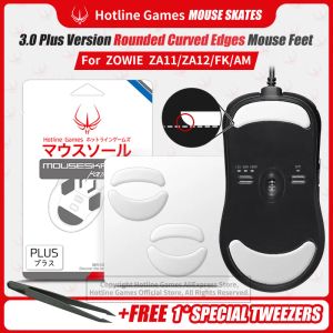 Mice 2 Sets Hotline Games 3.0 Plus Rounded Curved Edges Mouse Skates For Zowie Za11 Za12 Fk1 Fk2 Fk+ Mouse Feet Pad Replacement